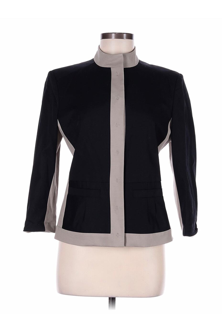 Tahari SZ 8 Two Tone Black & Gray Blazer Jacket Business Casual